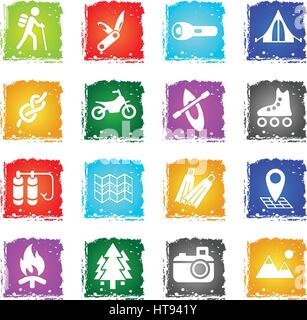 Active recreation simply icons in grunge style for user interface design Stock Vector