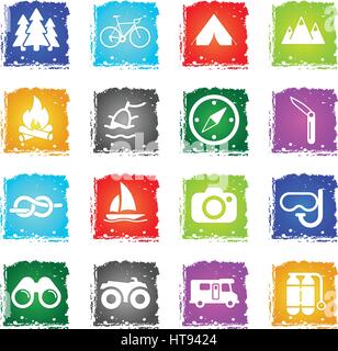 Active recreation simply icons in grunge style for user interface design Stock Vector