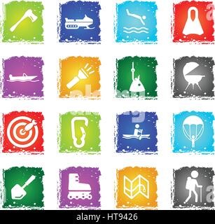Active recreation simply icons in grunge style for user interface design Stock Vector