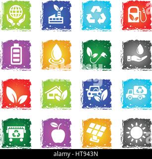 alternative energy web icons in grunge style for user interface design Stock Vector