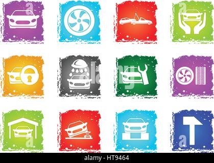 Auto Service simply symbol in grunge style for user interface design Stock Vector