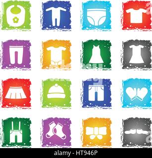 baby web icons in grunge style for user interface design Stock Vector