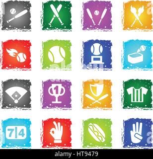 baseball web icons in grunge style for user interface design Stock Vector