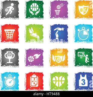 basketball web icons in grunge style for user interface design Stock Vector