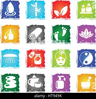 beauty and spa web icons in grunge style for user interface design Stock Vector
