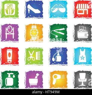 beauty salon web icons in grunge style for user interface design Stock Vector