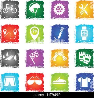 bicycle web icons in grunge style for user interface design Stock Vector