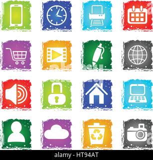 blog web icons in grunge style for user interface design Stock Vector
