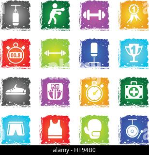 boxing web icons in grunge style for user interface design Stock Vector
