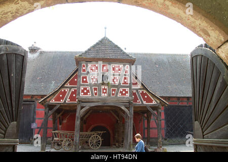 The Écomusée d’Alsace is the largest living open-air museum in France and shows an Alsatian village from the early 20th century. It illustrates what r Stock Photo