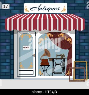 Curiosiry shop . Antiques shop. Stock Vector