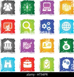 business management and human resources web icons in grunge style for user interface design Stock Vector