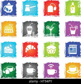cafe web icons in grunge style for user interface design Stock Vector