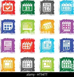 calendar web icons in grunge style for user interface design Stock Vector