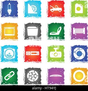 Car shop silhouette simply icons in grunge style for user interface design Stock Vector