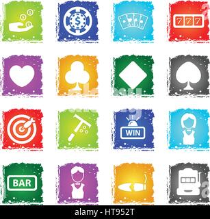 casino web icons in grunge style for user interface design Stock Vector