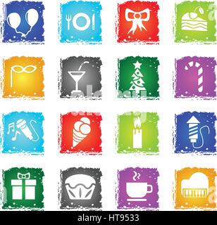 celebration web icons in grunge style for user interface design Stock Vector