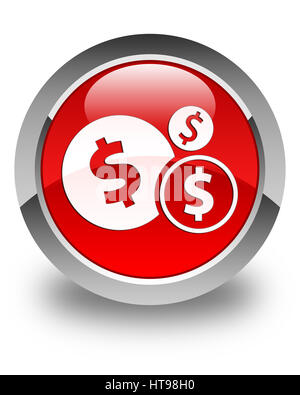 Finances dollar sign icon isolated on glossy red round button abstract illustration Stock Photo