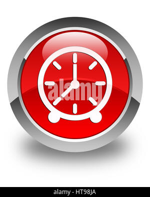 Clock icon glossy red, isolated on white background Stock Photo - Alamy