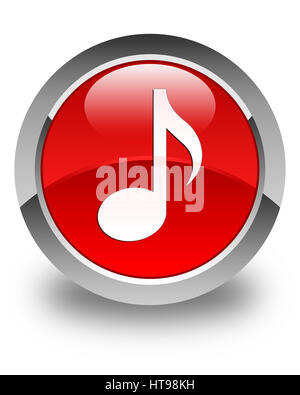 Music icon isolated on glossy red round button abstract illustration Stock Photo