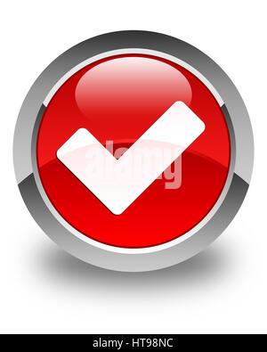 Validate icon isolated on glossy red round button abstract illustration Stock Photo