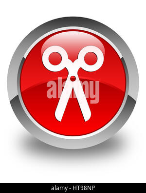 Scissors icon glossy red, isolated on white background Stock Photo - Alamy