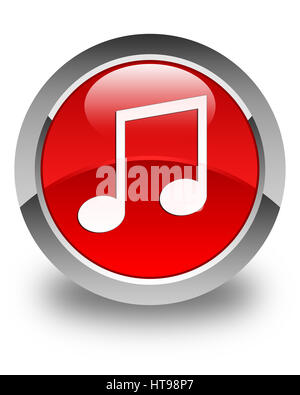 Music icon isolated on glossy red round button abstract illustration Stock Photo