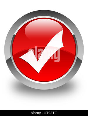 Validation icon isolated on glossy red round button abstract illustration Stock Photo