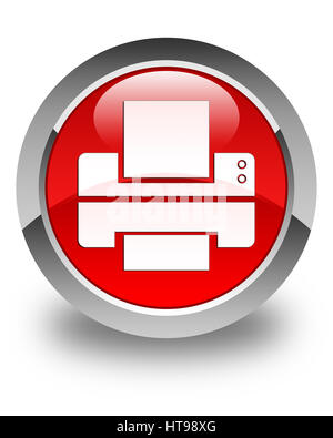 Printer icon isolated on glossy red round button abstract illustration Stock Photo