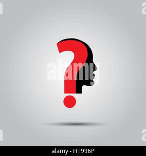 Human face with question mark. Illustration on white Stock Vector