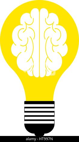 Human brain in lightbulb idea concept flat icon isolated on white background vector illustration Stock Vector