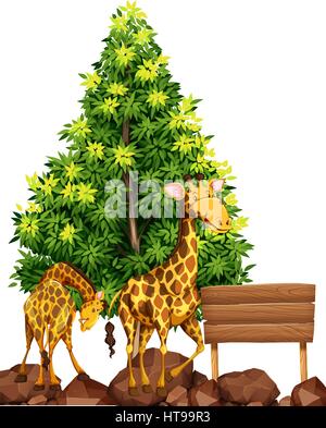 Border design with two giraffes illustration Stock Vector Image & Art ...