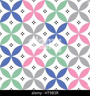 Geometric seamless pattern in pastel colours - inspired by Spanish and Portuguese tiles design Stock Vector