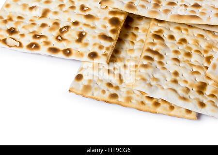 Matzoh, the jewish easter bread isolated on white Stock Photo