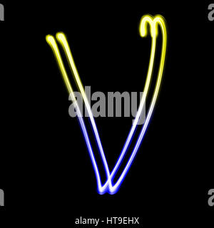V - Created by light colorful letters Stock Photo