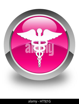 Medical icon isolated on glossy pink round button abstract illustration Stock Photo