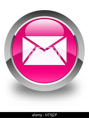 Email icon isolated on glossy pink round button abstract illustration Stock Photo