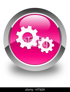 Settings isolated on glossy pink round button abstract illustration ...