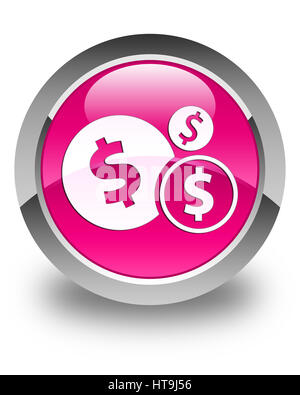 Finances dollar sign icon isolated on glossy pink round button abstract illustration Stock Photo
