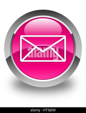 Email icon isolated on glossy pink round button abstract illustration Stock Photo