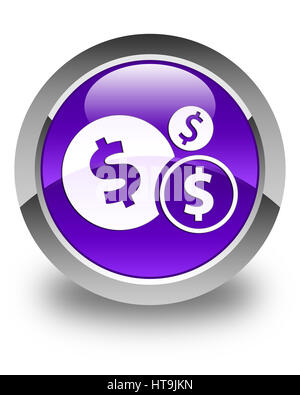 Finances dollar sign icon isolated on glossy purple round button abstract illustration Stock Photo