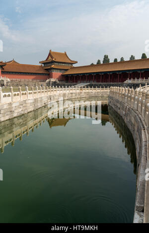 A reflection in water at the Forbidden City in Beijing Stock Photo