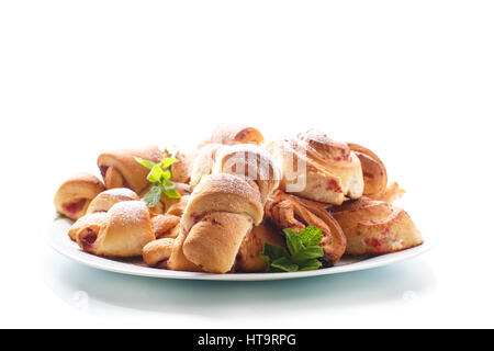 Sweet buns with jam on a white background Stock Photo