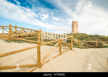 Torre ladrones. Artola-Cabopino beach and nature reserve. Marbella, Costa del Sol, Málaga, Spain Stock Photo