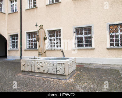 St.Gallen, Switzerland - november 30, 2016: Statue of St. Gallus at the internal courtyard Stock Photo