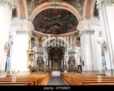 St. Gallen, Switzerland - November 30, 2016: Abbey of St. Gall. The monastery was founded in 612 as a hermitage and took the name from St. Gallen, an  Stock Photo