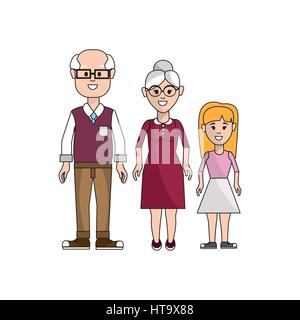 grandparents with their granddaughter icon Stock Vector