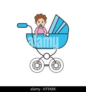 baby girl inside carriage icon Stock Vector