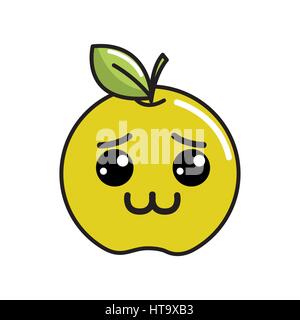 kawaii shy lemon fruit icon Stock Vector