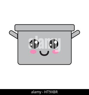 kawaii happy cooking pot icon Stock Vector